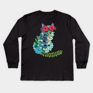 Flower cat 2 Kids Long Sleeve T-Shirt